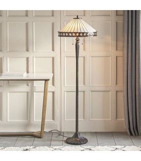 2 Light Floor Lamp Dark Bronze, Tiffany Glass, E27 - 2
