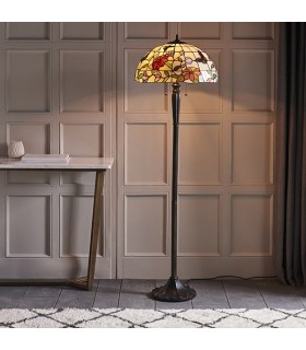 2 Light Floor Lamp Bronze, Tiffany Style Glass, E27 - 2