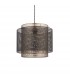 1 Light Cylindrical Pendant Matt Black Paint, Antique Brass Mesh , E27 - 2