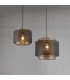 1 Light Cylindrical Pendant Matt Black Paint, Antique Brass Mesh , E27 - 3