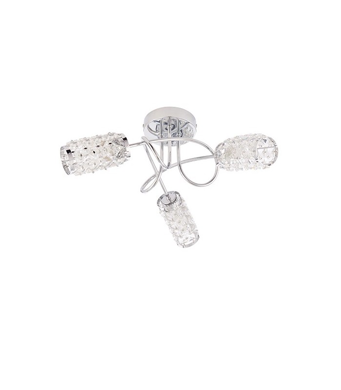 3 Light Bathroom Semi flush Chrome, Glass Detail IP44, G9 - 3