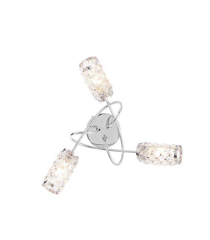 3 Light Bathroom Semi flush Chrome, Glass Detail IP44, G9 - 4