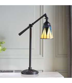 1 Light Task Table Lamp Satin Black With Glass Inserts, Tiffany Style, E14 - 2