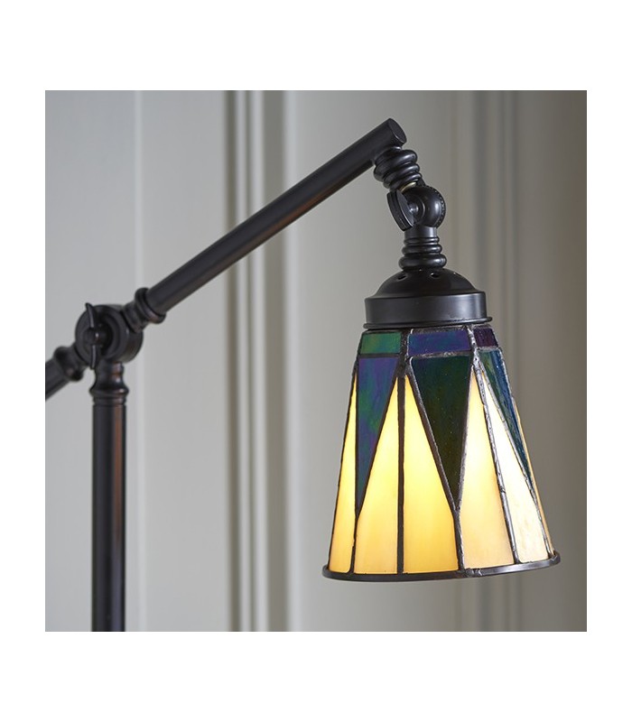 1 Light Task Table Lamp Satin Black With Glass Inserts, Tiffany Style, E14 - 3
