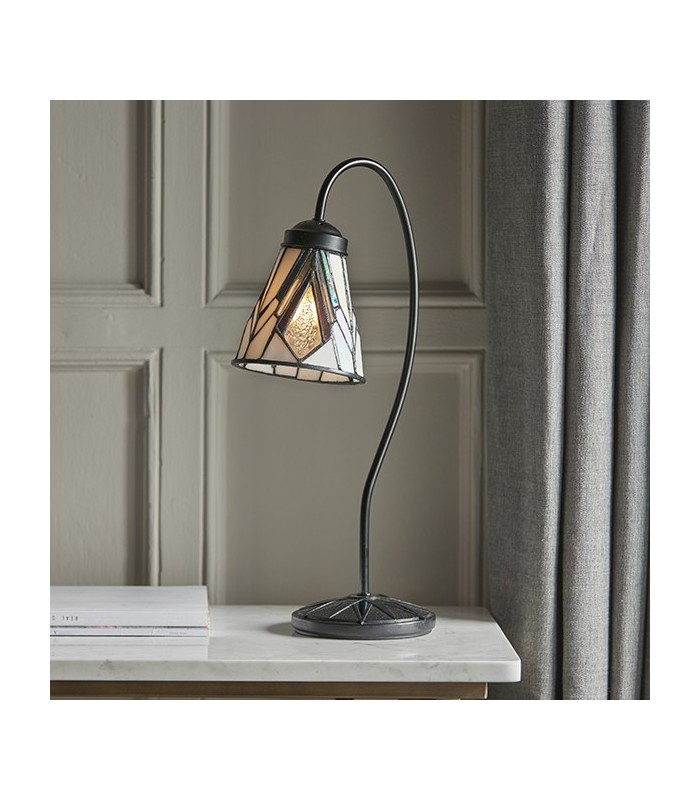 1 Light Table Lamp Dark Bronze Paint, Tiffany, E14 - 2