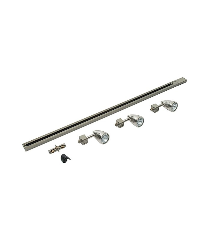 3 Light Track Light Kit Satin Chrome Plate, Satin Chrome Abs Plastic, GU10 - 2