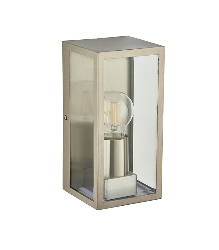 1 Light Outdoor Wall Light Brushed Stainless Steel, Glass IP44, E27 - 2