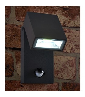 Integrated LED PIR 1 Light Outdoor Wall Light Textured Dark Matt Anthracite, Glass IP44 - 2