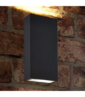 Integrated LED 2 Light Outdoor Up Down Wall Light Textured Dark Matt Anthracite, Glass IP44 - 2