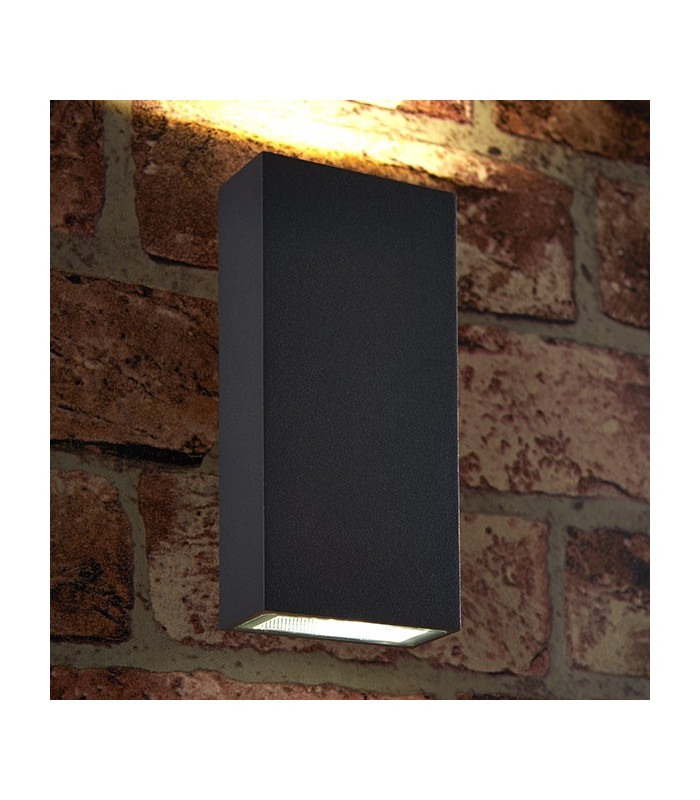 Integrated LED 2 Light Outdoor Up Down Wall Light Textured Dark Matt Anthracite, Glass IP44 - 2