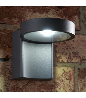 Integrated LED 1 Light Outdoor Wall Light Textured Dark Matt Anthracite, Glass IP44 - 2