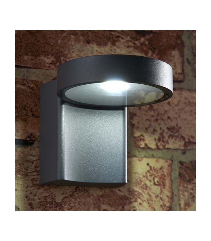 Integrated LED 1 Light Outdoor Wall Light Textured Dark Matt Anthracite, Glass IP44 - 2