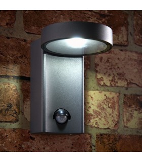 Integrated LED PIR 1 Light Outdoor Wall Light Textured Dark Matt Anthracite, Glass IP44 - 2