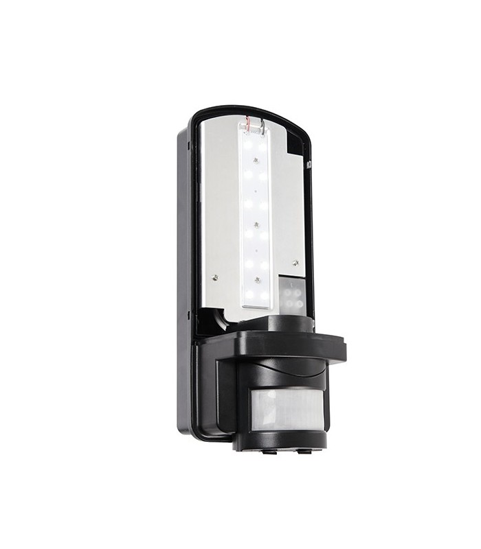 Integrated LED PIR 1 Light Outdoor Wall Light Frosted, Black IP44 - 2