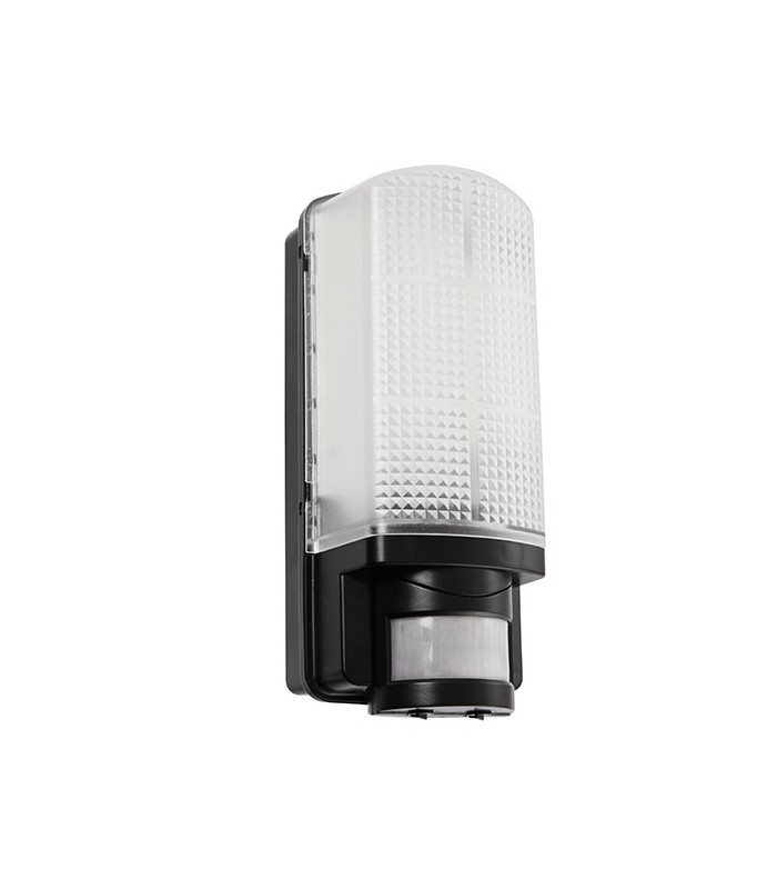 Integrated LED PIR 1 Light Outdoor Wall Light Frosted, Black IP44 - 4