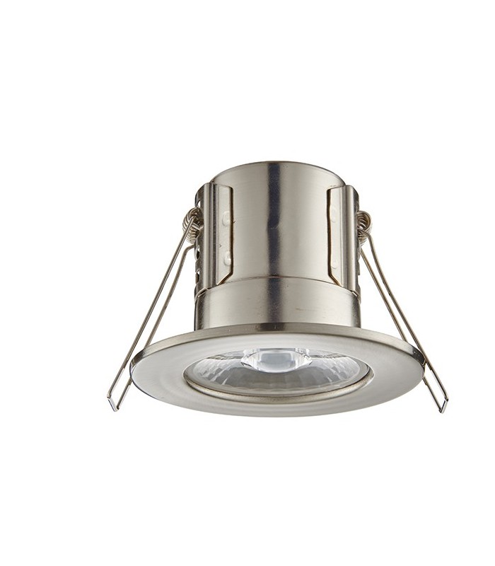 Fire Rated Integrated LED Bathroom Recessed Light Satin Nickel Plate, Acrylic IP65 - 2