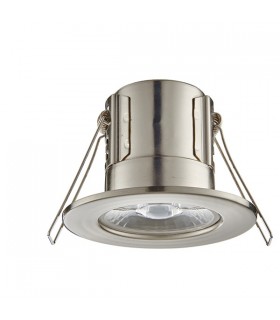 Fire Rated Integrated LED Bathroom Recessed Light Satin Nickel Plate, Acrylic IP65 - 2