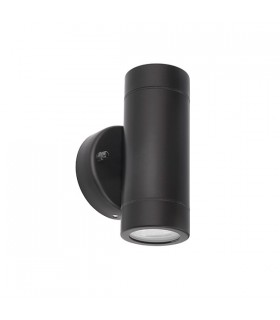 2 Light Outdoor Wall Light Matt Black, Glass IP44, GU10 - 2