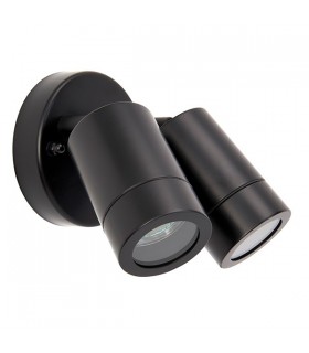 2 Light Outdoor Spotlight Matt Black, Glass IP44, GU10 - 2