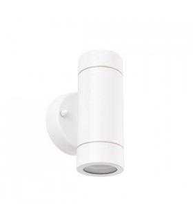 2 Light Outdoor Up Down Wall Light Gloss White, Glass IP44, GU10 - 2