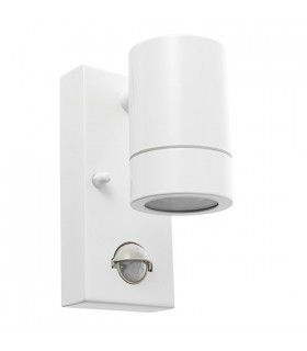 1 Light Outdoor PIR Wall Light Gloss White, Glass IP44, GU10 - 2