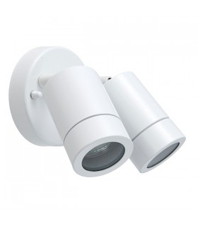 2 Light Outdoor Spotlight Gloss White, Glass IP44, GU10 - 2