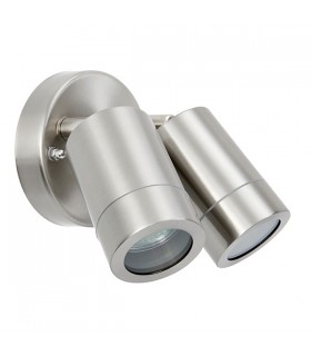 2 Light Outdoor Spotlight Brushed Stainless Steel, Glass IP44, GU10 - 2