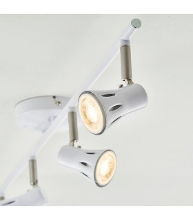 4 Light Spotlight Bar Gloss White, Satin Chrome Plate, GU10 - 2