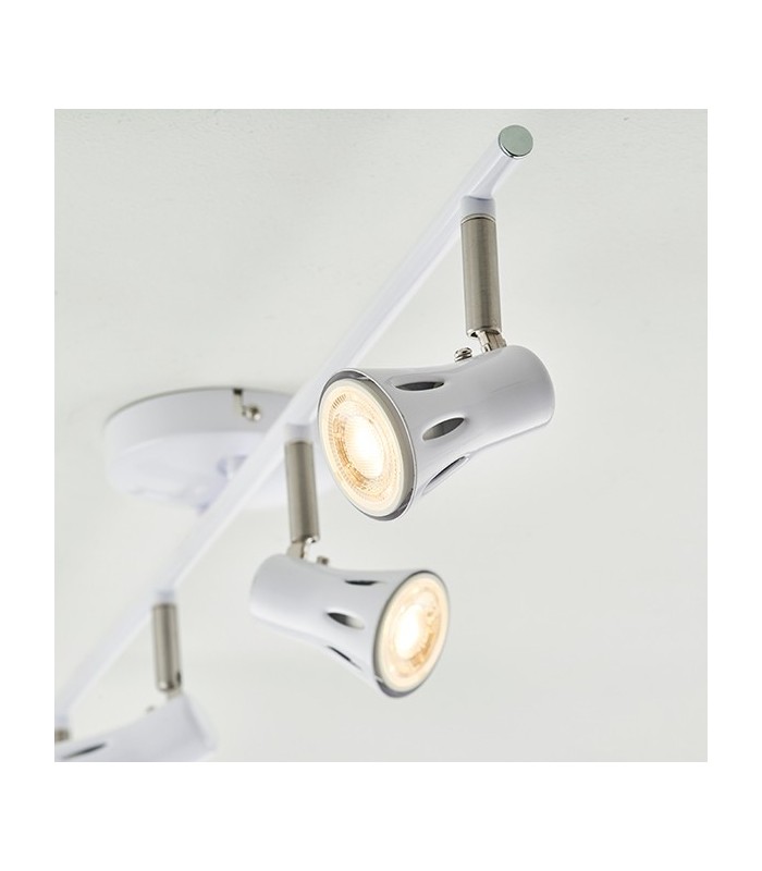 4 Light Spotlight Bar Gloss White, Satin Chrome Plate, GU10 - 2