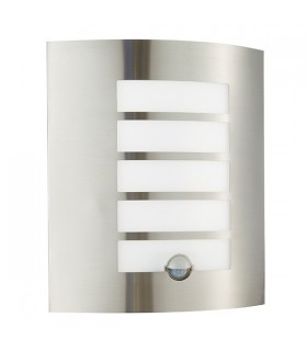 Integrated LED PIR 1 Light Outdoor Wall Light Brushed Stainless Steel, Opal Polypropylene IP44 - 2