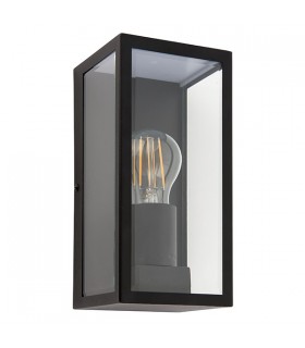 1 Light Outdoor Wall Lantern Matt Black, Glass IP44, E27 - 2