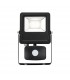 Integrated LED PIR Outdoor Wall Flood Light Matt Black, Glass IP44 - 4
