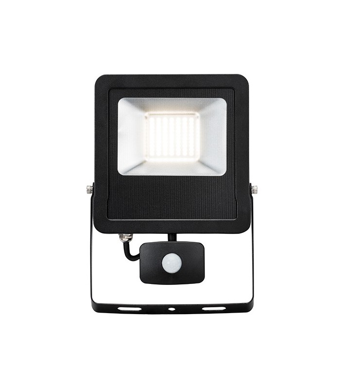 Integrated LED PIR Outdoor Wall Flood Light Matt Black, Glass IP44 - 4