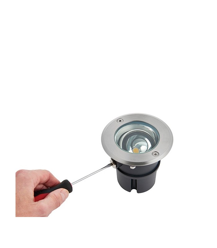 Integrated LED 1 Light Outdoor Recessed Light Brushed Stainless Steel, Glass IP67 - 4