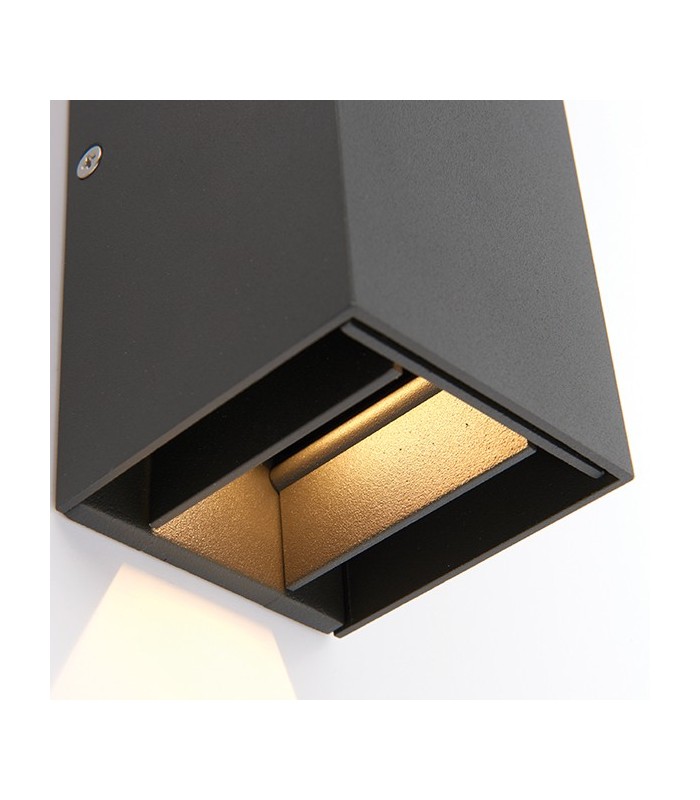 Integrated LED 2 Light Outdoor Up Down Wall Light Matt Black, Glass IP44 - 3