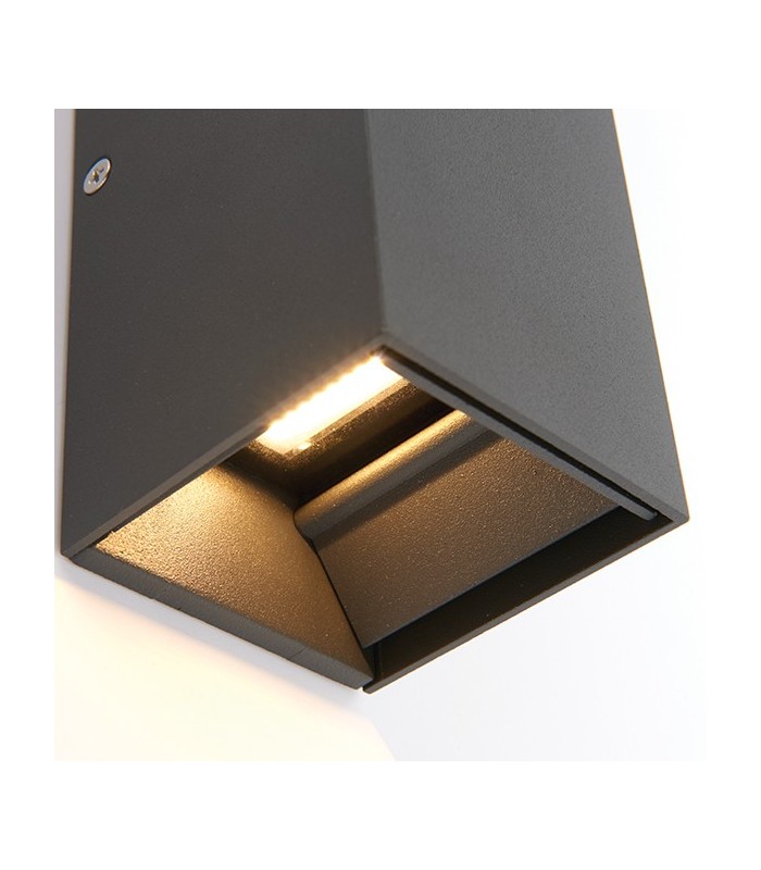 Integrated LED 2 Light Outdoor Up Down Wall Light Matt Black, Glass IP44 - 4