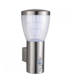 Integrated LED PIR 1 Light Outdoor Wall Light Brushed Stainless Steel, Clear IP44 - 2