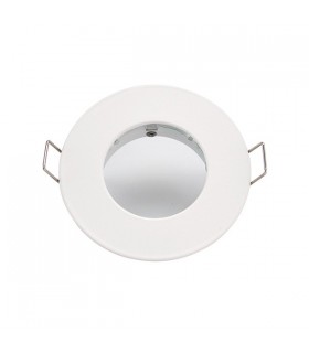 LED Fire Rated 1 Light Bathroom Recessed Light Matt White, Glass IP65 - 2