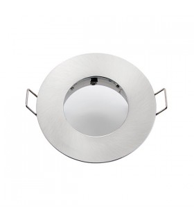 LED Fire Rated 1 Light Bathroom Recessed Light Brushed Chrome Plate, Glass IP65 - 2
