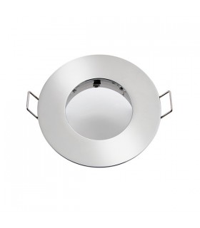 LED Fire Rated 1 Light Bathroom Recessed Light Chrome Plate, Glass IP65 - 2