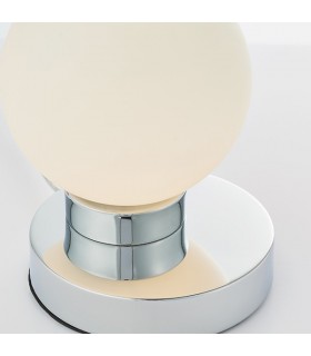 1 Light Globe Table Light Chrome Plate & Gloss Opal Glass, G9 - 2