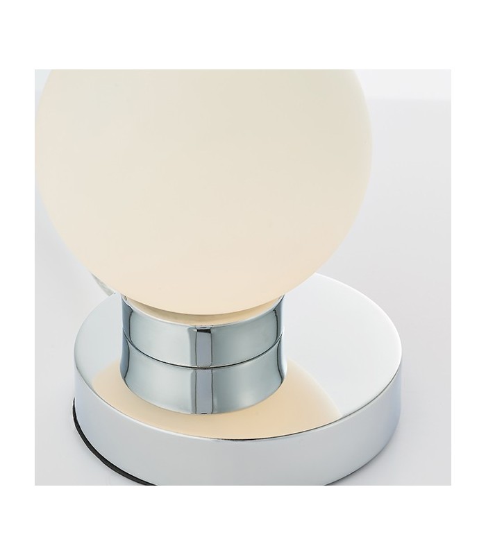 1 Light Globe Table Light Chrome Plate & Gloss Opal Glass, G9 - 2