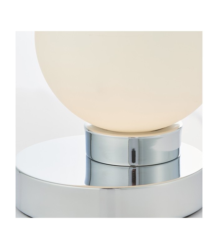 1 Light Globe Table Light Chrome Plate & Gloss Opal Glass, G9 - 3