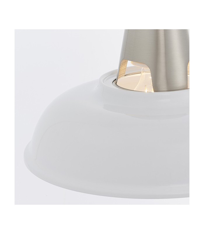 1 Light Ceiling Pendant White & Satin Nickel Plate, E27 - 3