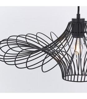 1 Light Wire Ceiling Pendant Matt Black, E27 - 2