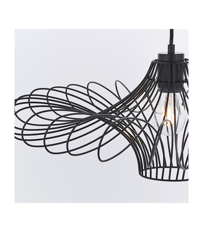 1 Light Wire Ceiling Pendant Matt Black, E27 - 2