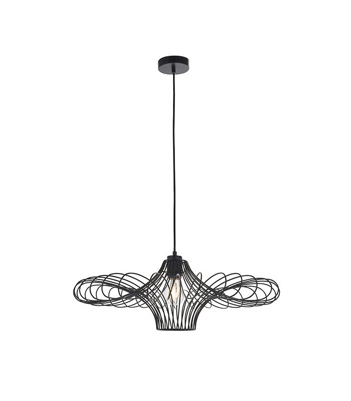 1 Light Wire Ceiling Pendant Matt Black, E27 - 4