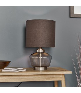 1 Light Table Light Smokey Grey Tinted Glass & Aged Pewter, E27 - 2