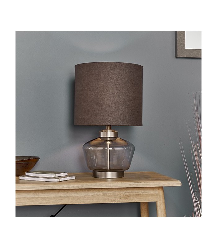 1 Light Table Light Smokey Grey Tinted Glass & Aged Pewter, E27 - 2