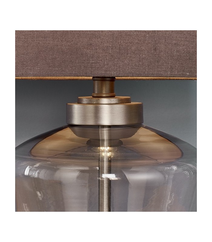 1 Light Table Light Smokey Grey Tinted Glass & Aged Pewter, E27 - 3